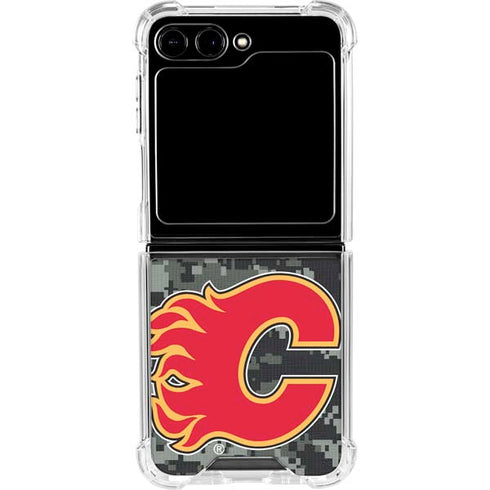 NHL Calgary Flames Camo Galaxy Z Flip6 Clear Case